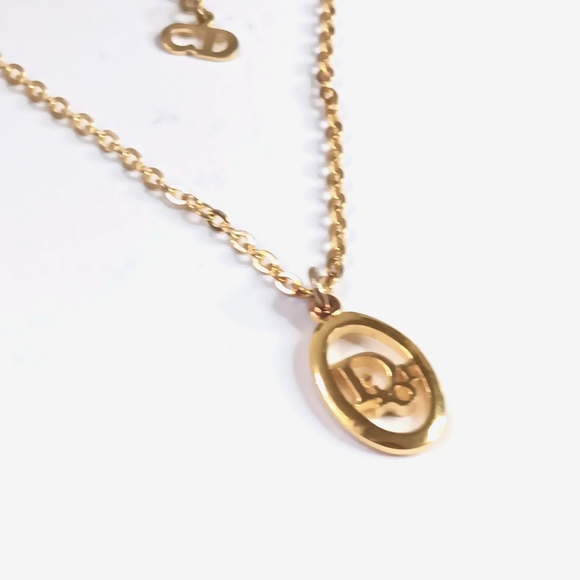 CHRISTIAN DIOR ✨️ Necklace Oval GP Plated Gold - Picture 5 of 11
